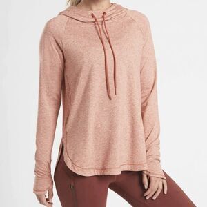 Athleta Uptempo Hoodie Sweatshirt  Cameo Peach Athleisure Size Medium Thumbholes